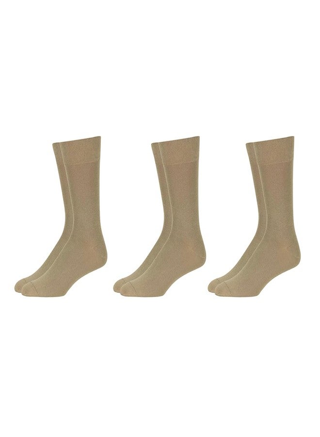 MUKHAKSH (Pack of 3 Pairs = 6 Socks Boys Cotton Khaki Police Calf Length Socks