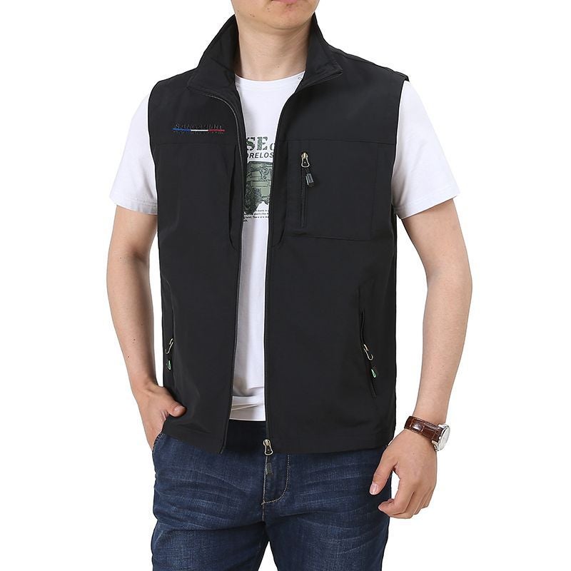 New multi-pocket volunteer volunteer vest printing word outdoor leisure activities work clothes logo printing Black