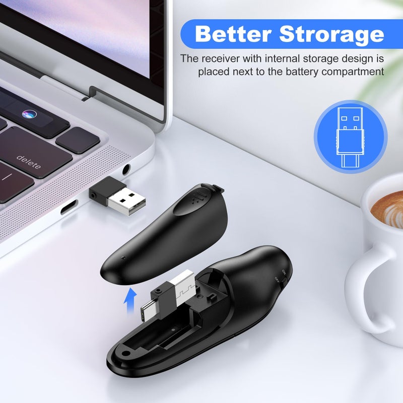 DinoFire USB Type C Presentation Clicker Wireless Presenter Remote Clicker for PowerPoint Presentations with Red Pointer, PowerPoint Clicker Slide Advancer for Mac/Laptop/Computer/Class/Office - Image 4