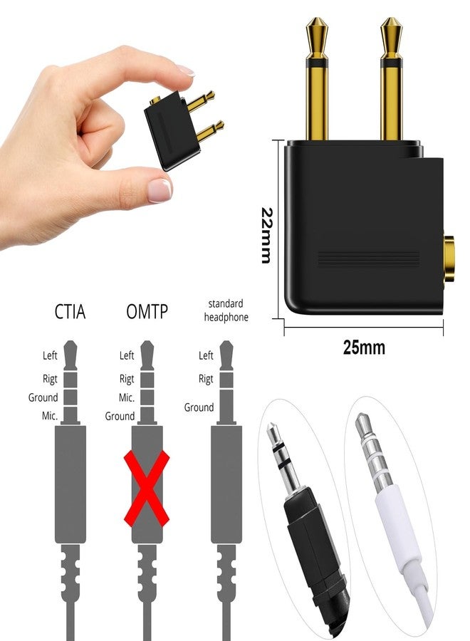 Eanetf Airplane Headphone Adapter, Gold Plated Dual 3.5mm Male to 3.5mm Female Airplane Headphone Adapter for Audio Jack to Plug Air Plane Flight Connector Dual Socket Earphone - 3pack - Image 3
