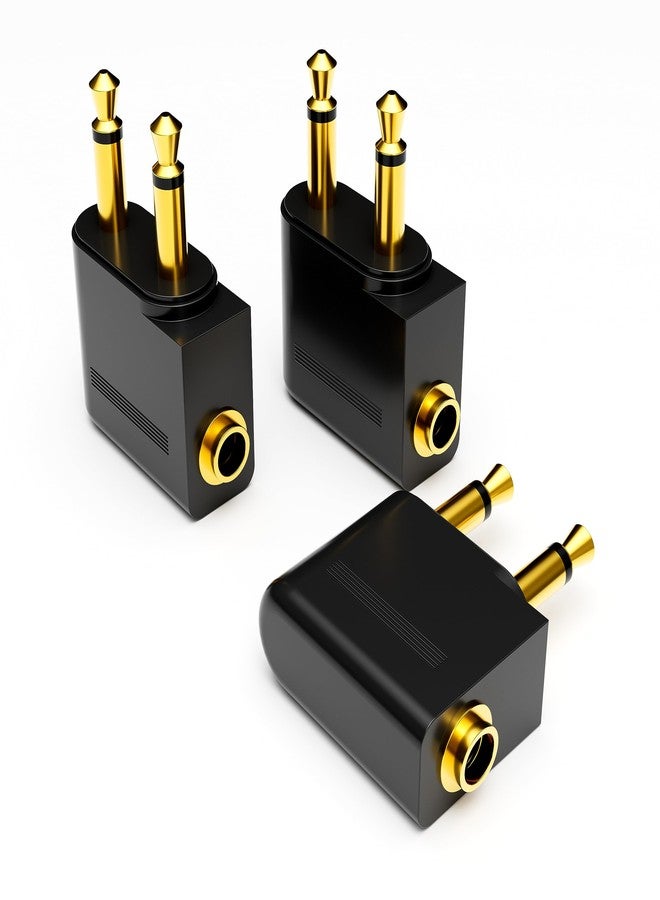 Eanetf Airplane Headphone Adapter, Gold Plated Dual 3.5mm Male to 3.5mm Female Airplane Headphone Adapter for Audio Jack to Plug Air Plane Flight Connector Dual Socket Earphone - 3pack - Image 1