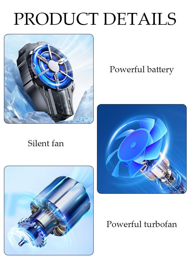 Loquat Phone Cooler for Live Streaming and Gaming, Fast Phone Cooling Fan with Adjustable 2 Gear Wind Speed Cellphone Radiator for Mobile Gaming TikTok Live Stream, Fit All Types of iPhone Android Smartphone - Image 2