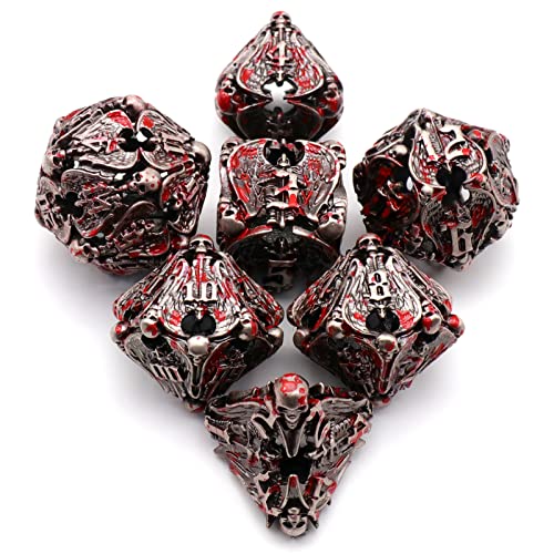 HNCCESG DND DiceMetal Dice Set with Box HNCCESGHollow Dice Set of 7Game dice for Dungeons and DragonsRole Playing Dice Gaming for Board Game RPG Angel Blood Splatter - Image 5