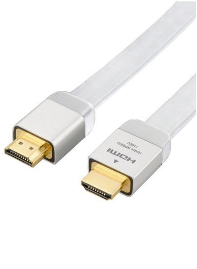 كابل HDMI مسطح عالي السرعة 3M، يدعم 3D حتى 4K، واجهة الوسائط المتعددة، للتلفزيون والكمبيوتر الشخصي والكمبيوتر المحمول وجهاز العرض - أبيض  - Image 1