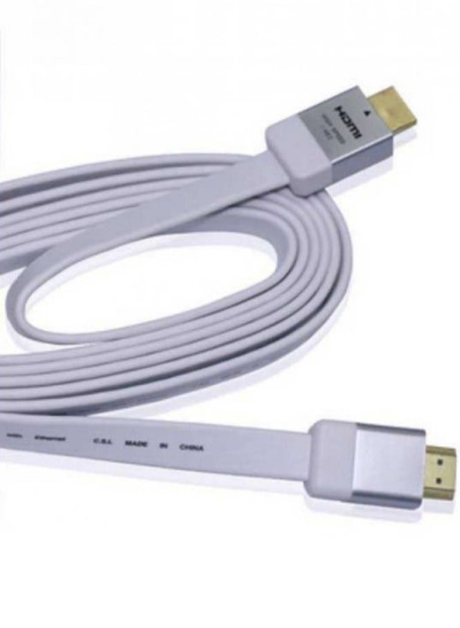 كابل HDMI مسطح عالي السرعة 3M، يدعم 3D حتى 4K، واجهة الوسائط المتعددة، للتلفزيون والكمبيوتر الشخصي والكمبيوتر المحمول وجهاز العرض - أبيض  - Image 2