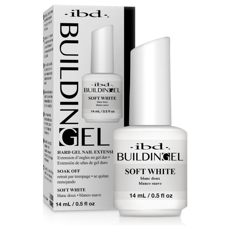 IBD Builder Gel, Soft White - Hard Gel for Nails Extensions, Sculpting, & Overlays, Self-Leveling UV/LED for Strong Nails, 0.5 oz - Image 1
