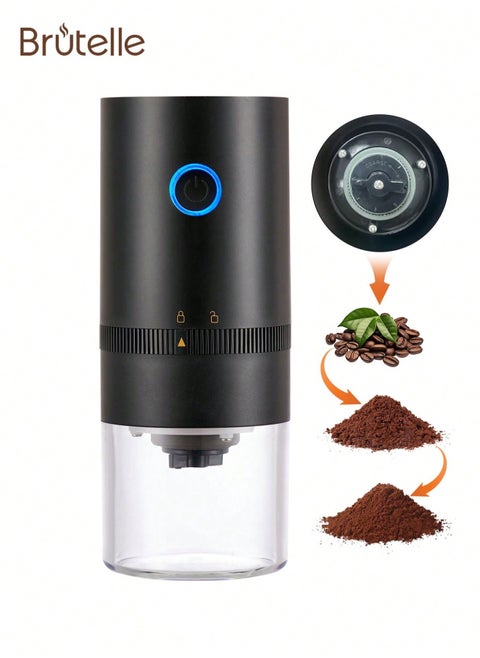 Brutelle Coffee Grinder Electric Burr Small Cordless Coffee Grinder Mini with Multi Grind Setting Portable Coffee Bean Grinder Automatic for Camping Drip Espresso Pour Over French Press USB