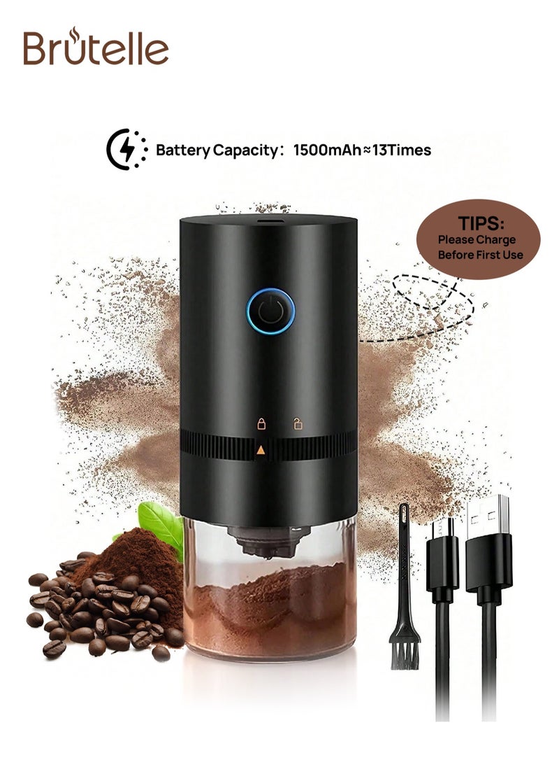 Brutelle Coffee Grinder Electric Burr Small Cordless Coffee Grinder Mini with Multi Grind Setting Portable Coffee Bean Grinder Automatic for Camping Drip Espresso Pour Over French Press USB