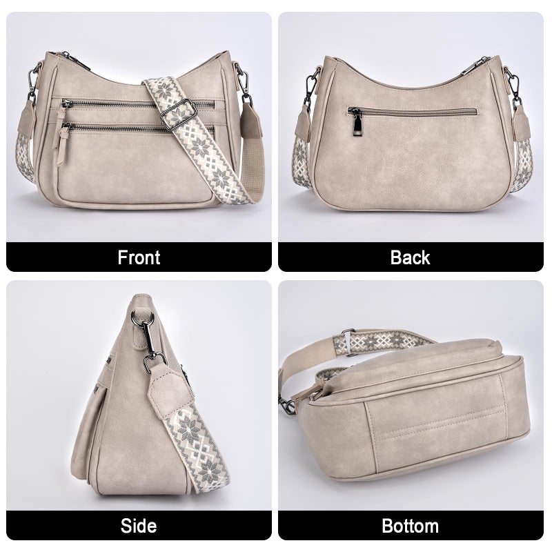 VIMUTI Crossbody Purses for Women Trendy Leather Crossbody Bag,Multi Pocket Shoulder Handbag Lightweight Travel Purse (04-Gray) - Image 5