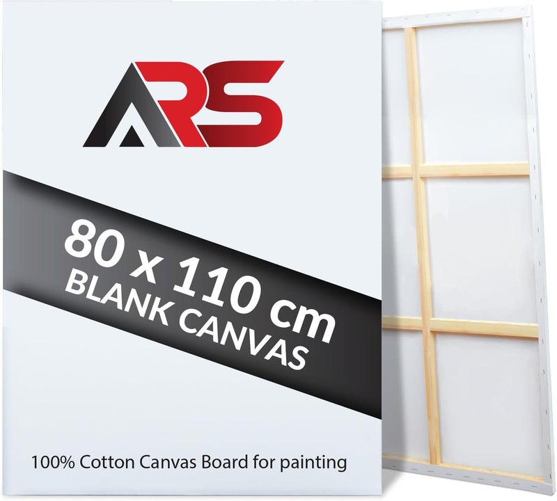 Al Raied ARS® Pre-Stretched Artist Canvas 80 x 110 cm – 100% Cotton Framed Canvas for Acrylic Pouring, Oil Painting & Wet and Dry Art Media - Image 1