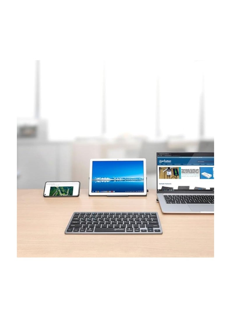 Manhattan Manhattan Ultra Slim Dual-Mode Wireless Keyboard - Bluetooth & 2.4GHz - For Windows, Mac, Tablets - Image 3