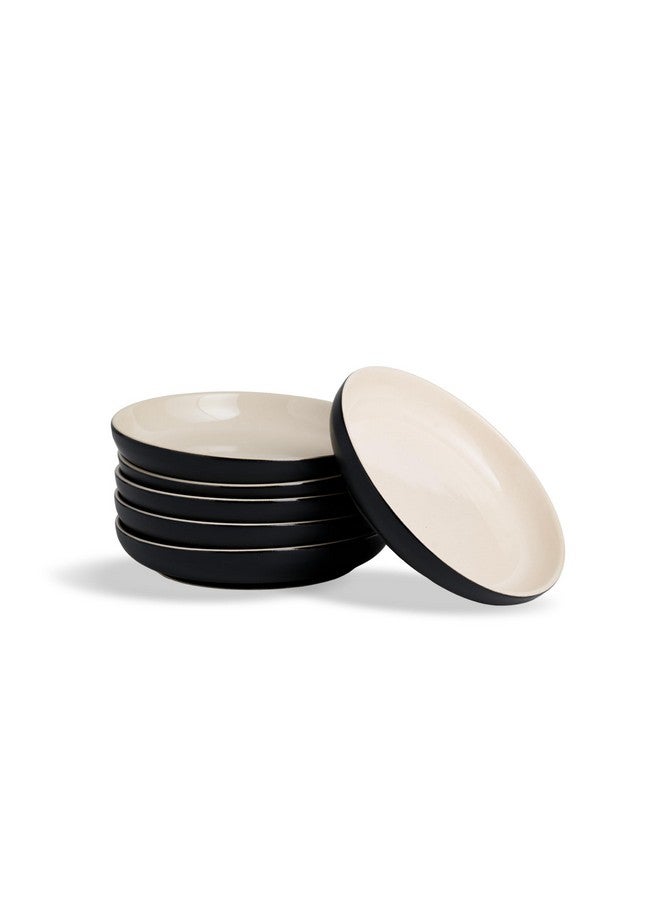 Shay طقم أطباق وجبات خفيفة شاي من 6 قطع، سلسلة بطيئة سوداء | تشطيب لامع | أطباق وجبات خفيفة من 6 قطع | أطباق حلوى | طبق وجبات خفيفة (أطباق وجبات خفيفة عميقة - سوداء، 6 قطع) - Image 1