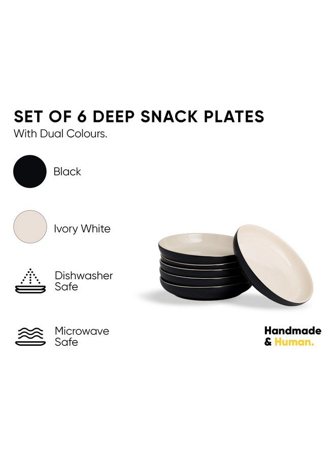 Shay طقم أطباق وجبات خفيفة شاي من 6 قطع، سلسلة بطيئة سوداء | تشطيب لامع | أطباق وجبات خفيفة من 6 قطع | أطباق حلوى | طبق وجبات خفيفة (أطباق وجبات خفيفة عميقة - سوداء، 6 قطع) - Image 2