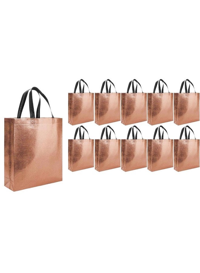 Evafly Gift Bag Medium Size Pack of 10 : L13 x W12 x D4 inch|Resuable Non-Woven Shiny Metallic Laminated|Haldi Return Gifts, Jute Bags for Return Gift,Return Gift For Birthday - Copper - Image 1