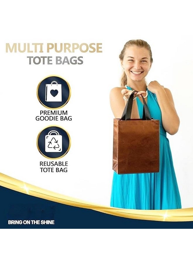 Evafly Gift Bag Medium Size Pack of 10 : L13 x W12 x D4 inch|Resuable Non-Woven Shiny Metallic Laminated|Haldi Return Gifts, Jute Bags for Return Gift,Return Gift For Birthday - Copper - Image 5