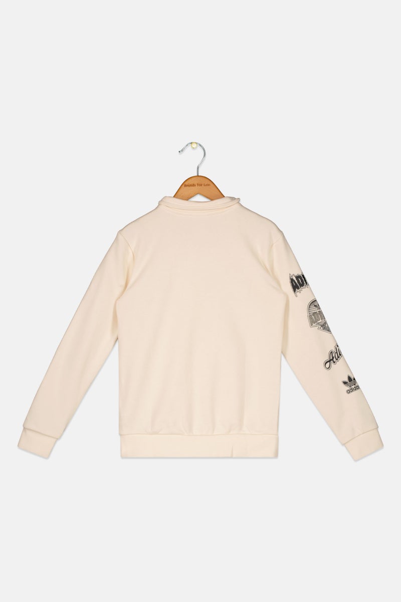adidas Originals Kids Boy Sportswear Fit Half Zip Sweatshirt, Off White  - Image 2