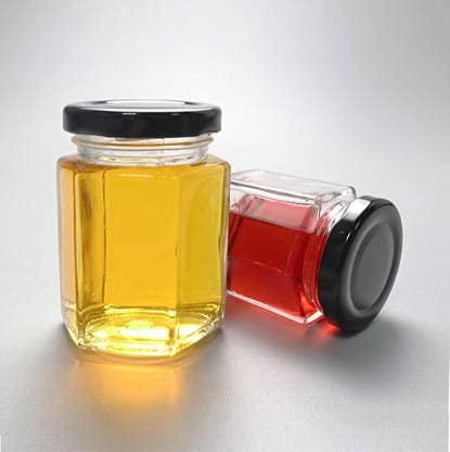 SITOVI Hexagon Glass Jar & Container with Rust Free Air Tight Lid, Suitable for Use in Your Home Office, Kitchen Storage/Glass Jar for Kitchen 250 ml (Black lid, 6) - Image 2