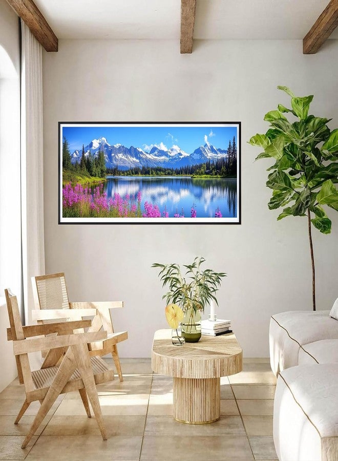Bimkole Large Diamond Art Kits for Adults Lake, Full Drill 5D DIY Rhinestone Embroidery Set Paint with Diamonds Art Landscape by Number Kits Cross Stitch Home Wall Craft Decoration 31.5x11.81 Inch - Image 4