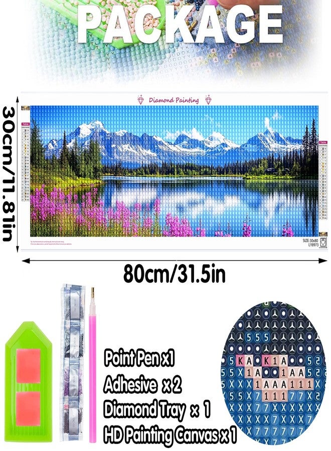 Bimkole Large Diamond Art Kits for Adults Lake, Full Drill 5D DIY Rhinestone Embroidery Set Paint with Diamonds Art Landscape by Number Kits Cross Stitch Home Wall Craft Decoration 31.5x11.81 Inch - Image 2