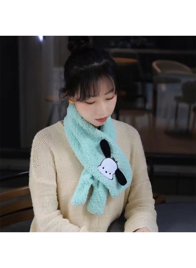 Cute Cartoon Winter Warm Girly Heart Small Scarf Little White Dog Sch Plush Scarf For Adults And Children