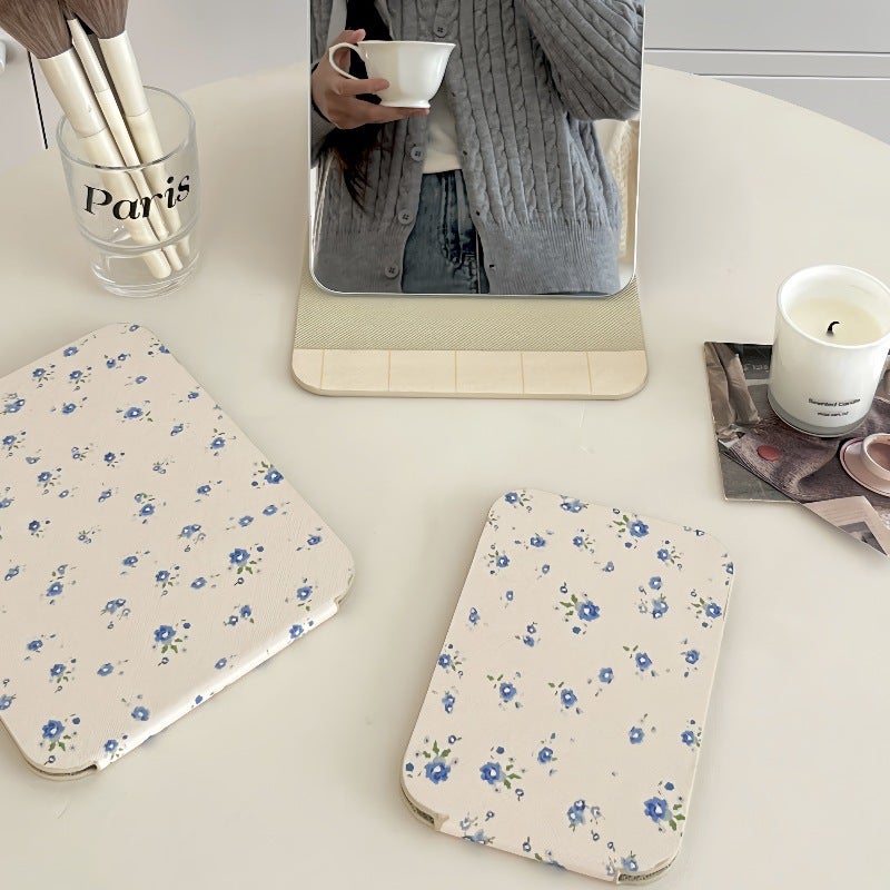Small Fresh Floral Folding Mirror Ins Style Student Dormitory Home Makeup Mirror Desktop Dressing Mirror Portable Mirror - Image 2