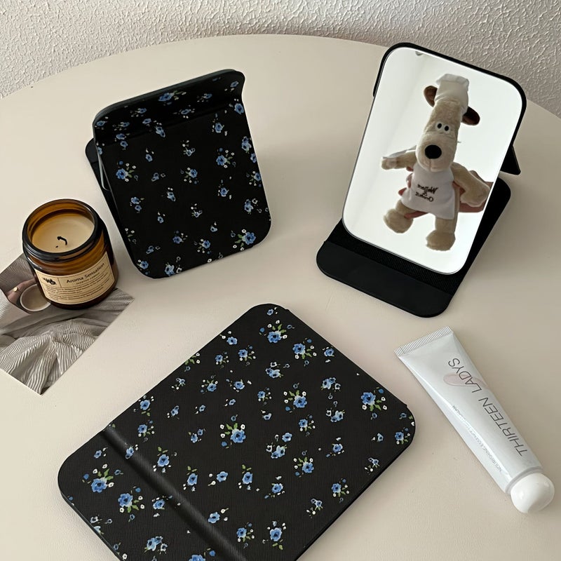 Small Fresh Floral Folding Mirror Ins Style Student Dormitory Home Makeup Mirror Desktop Dressing Mirror Portable Mirror - Image 4