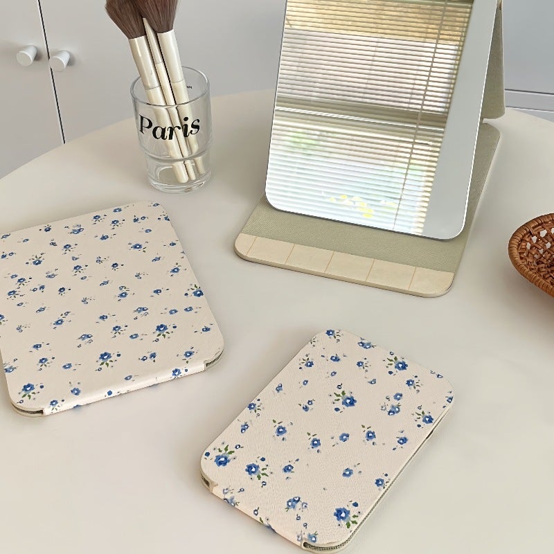 Small Fresh Floral Folding Mirror Ins Style Student Dormitory Home Makeup Mirror Desktop Dressing Mirror Portable Mirror - Image 5