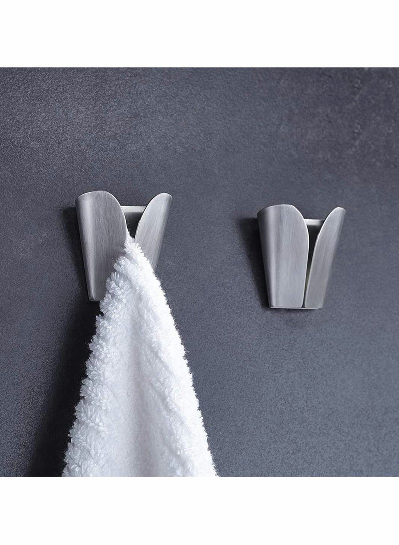 Towel Holder, No Drilling Self Adhesive Towel Holders Hook Rack Towel Hangers Hand Towel Hook Tea Towel Holders Wall Mount for Bathroom Kitchen Required Kitchen Shower, 2 Pack - Image 1