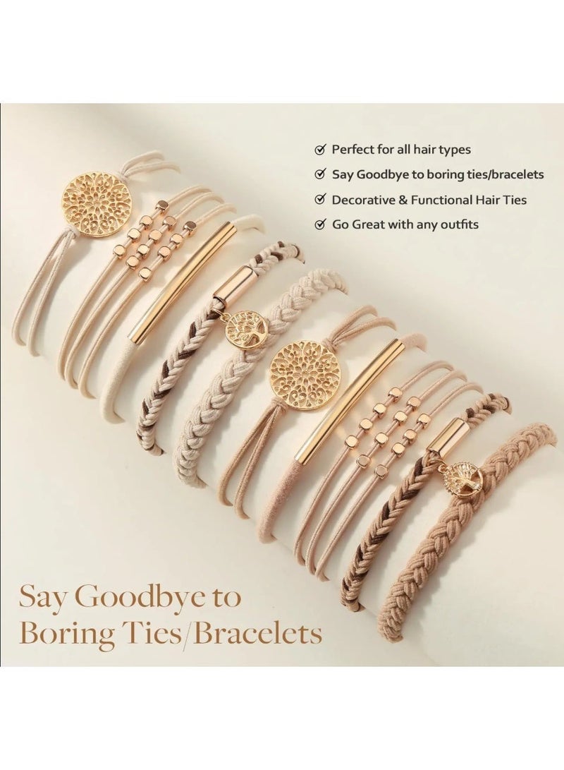 Pack of 10 Pcs Hair Elastic Bands,Fashionable Hair Elastics.Durable and Stretchable Hair Accessories - Image 3