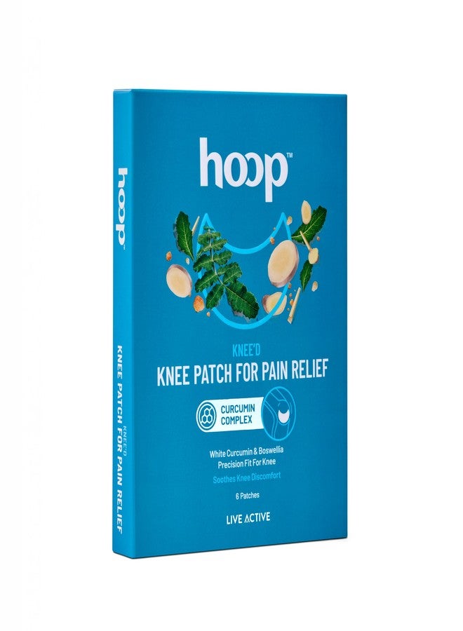 hoop Knee Patch for Pain Relief | White Curcumin & Boswellia Pain Relief Patches | Knee Curve Design for Flexible Fit | Pack of 6 - Image 1