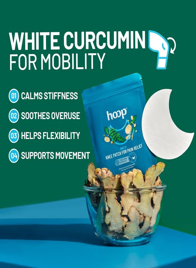 hoop Knee Patch for Pain Relief | White Curcumin & Boswellia Pain Relief Patches | Knee Curve Design for Flexible Fit | Pack of 6 - Image 4