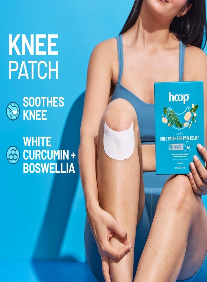 hoop Knee Patch for Pain Relief | White Curcumin & Boswellia Pain Relief Patches | Knee Curve Design for Flexible Fit | Pack of 6 - Image 2