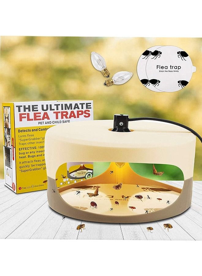 HomarKet Flea Trap, Sticky Dome Flea Trap with 2 Glue Discs & 2 Light Bulbs, Pest Control for Flea, Bed Bug, Moths, Mosquito, Fly, Ants, Cockroach  - Image 1