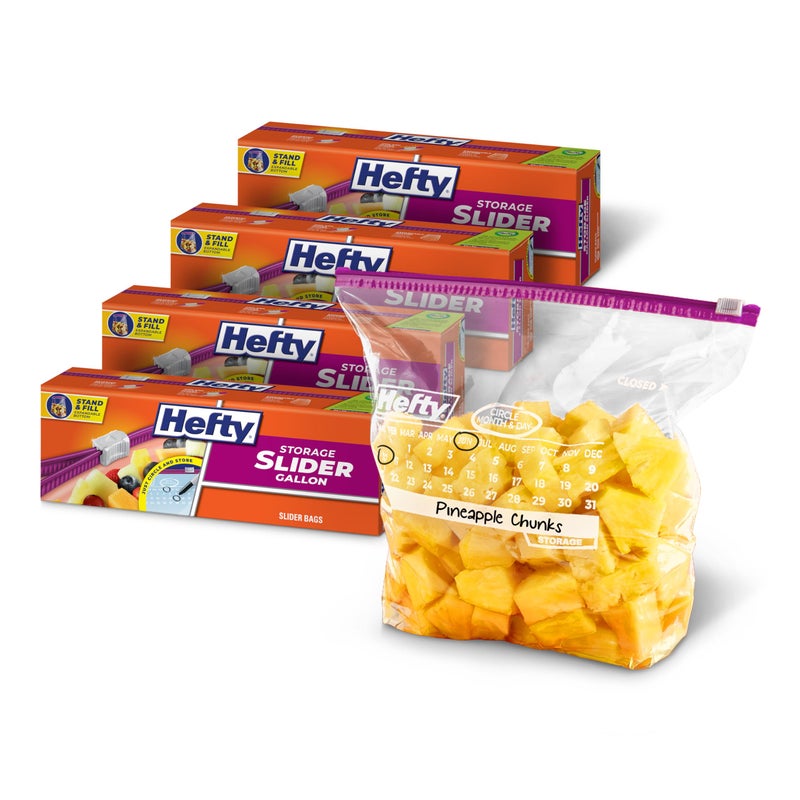 Hefty Slider Calendar Storage Bags, Gallon Size, 30 Count (Pack of 4), 120 Total - Image 1