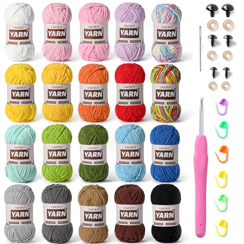 OMoiut 20 Pack 70.5oz/2624yds Bulky Multicolor Yarn Set, Plush Chenille Blanket Yarn for Crocheting, Fluffy Velvet Yarns for Crochet, Fuzzy Baby Yarns for Crocheting Soft, Crochet Amigurumi - Image 1