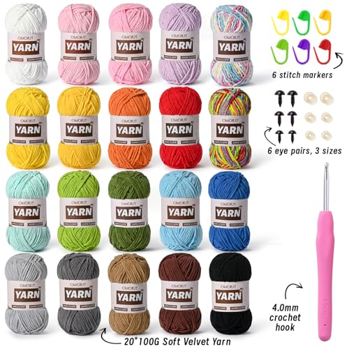 OMoiut 20 Pack 70.5oz/2624yds Bulky Multicolor Yarn Set, Plush Chenille Blanket Yarn for Crocheting, Fluffy Velvet Yarns for Crochet, Fuzzy Baby Yarns for Crocheting Soft, Crochet Amigurumi - Image 2