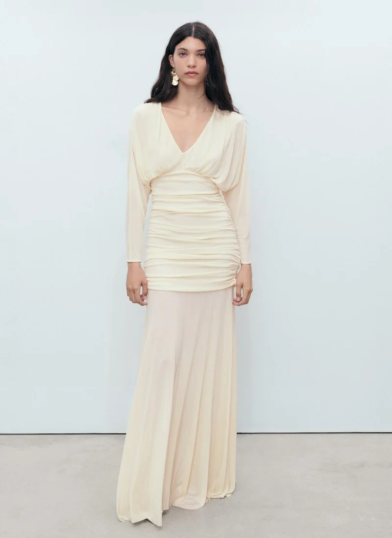 MANGO Long Draped Dress