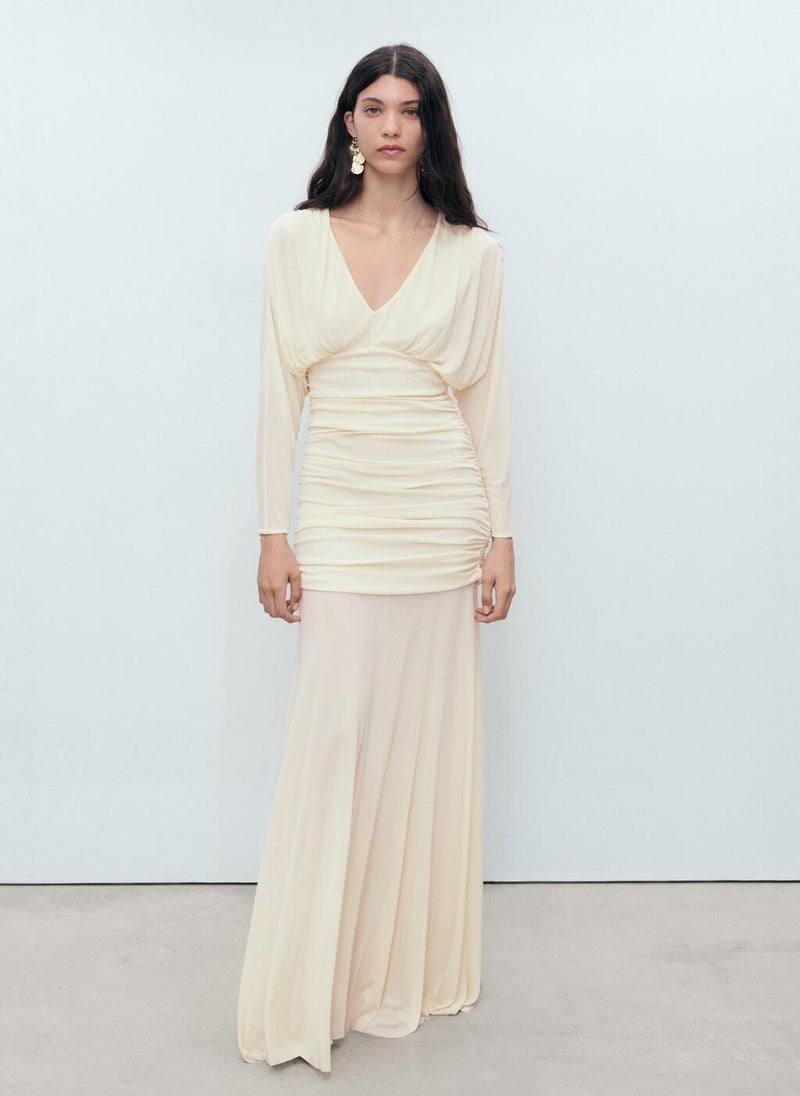 MANGO Ruched Bodice Maxi Dress  - Image 1