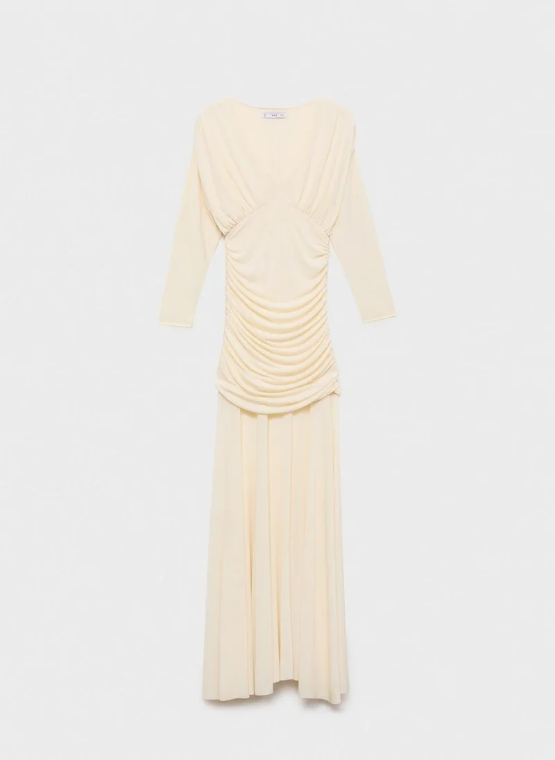 MANGO Ruched Bodice Maxi Dress