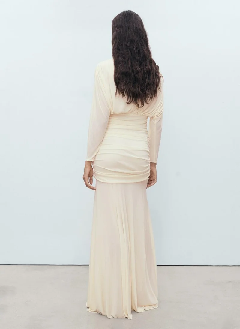 MANGO Long Draped Dress