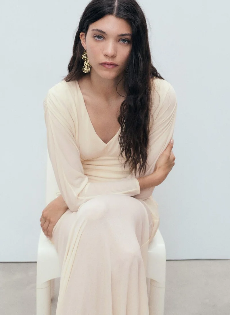 MANGO Ruched Bodice Maxi Dress