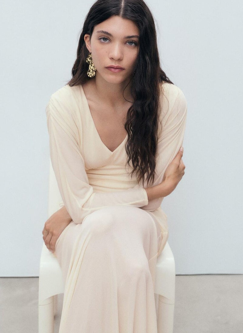 MANGO Ruched Bodice Maxi Dress  - Image 5