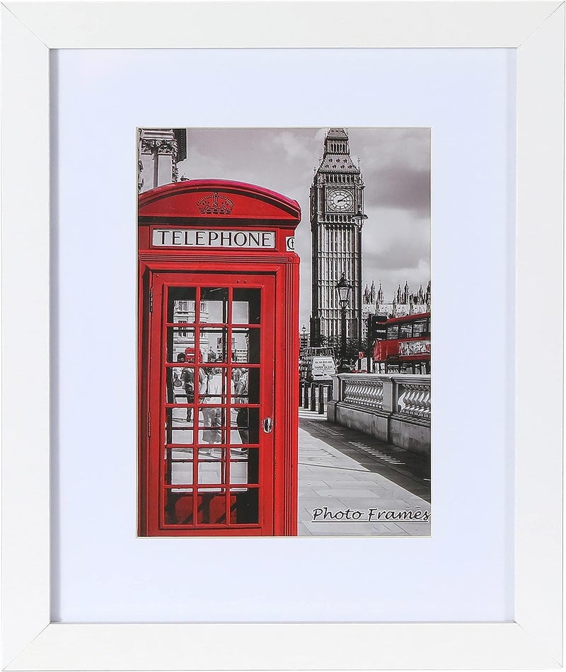 Pealsn 8.5 × 11 مجموعة إطار صورة من 6 صور عرض 6 × 8 مع حصيرة أو 8.5 × 11 بدون حصيرة لتصاعد الجدار إطارات الصور المثلج للديكور الأبيض الحبيبة الخشبية. - Image 2
