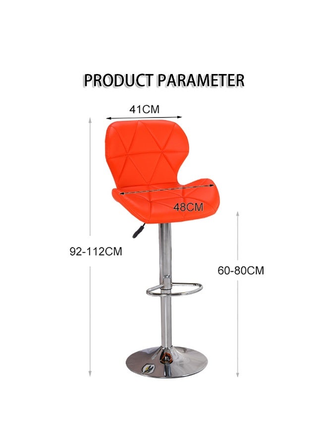 Generic Bar Stools Height Adjustable, PU Leather Padded Barstool with Back and Footrest, Counter Height Swivel High Chair for Kitchen and Dining (Orange)  - Image 2