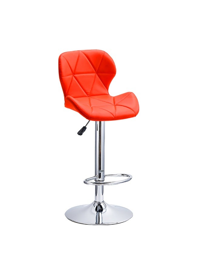 Generic Bar Stools Height Adjustable, PU Leather Padded Barstool with Back and Footrest, Counter Height Swivel High Chair for Kitchen and Dining (Orange)  - Image 1