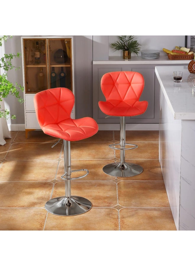 Generic Bar Stools Height Adjustable, PU Leather Padded Barstool with Back and Footrest, Counter Height Swivel High Chair for Kitchen and Dining (Orange)  - Image 4