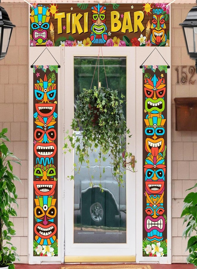 SuproBarware Luau Party Decorations Tiki Totem Door Banner Sign 3pcs Tiki Banner Porch Hawaiian Cover for Aloha Hawaii Tropical Moana Birthday Carnival Party Wall Hanging Outdoor Decor Gift - Image 5