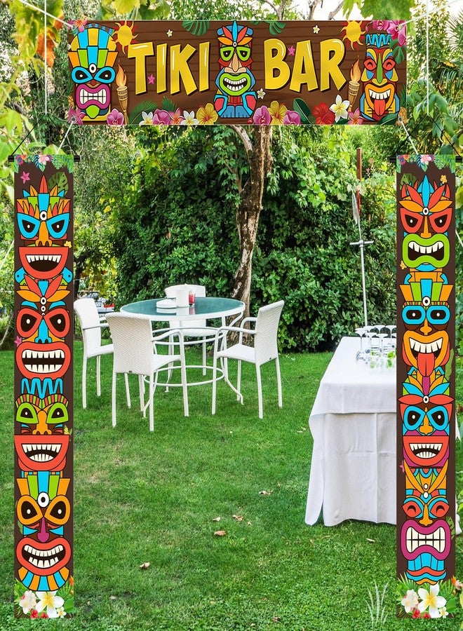 SuproBarware Luau Party Decorations Tiki Totem Door Banner Sign 3pcs Tiki Banner Porch Hawaiian Cover for Aloha Hawaii Tropical Moana Birthday Carnival Party Wall Hanging Outdoor Decor Gift - Image 4
