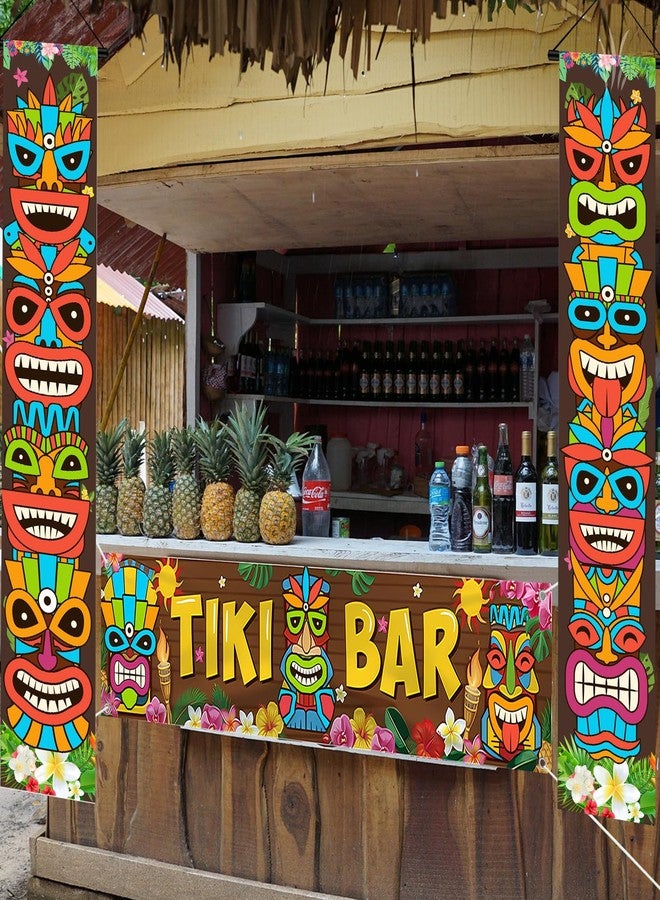 SuproBarware Luau Party Decorations Tiki Totem Door Banner Sign 3pcs Tiki Banner Porch Hawaiian Cover for Aloha Hawaii Tropical Moana Birthday Carnival Party Wall Hanging Outdoor Decor Gift - Image 1