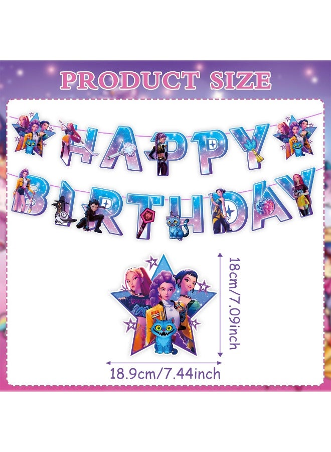 Demon Hunters Balloon Decor Set - Anime Themed Party Supplies with Character Print Banner & Cake Topper for Cosplay Events, Birthday Backdrop Indoor Outdoor Decoration - Image 3